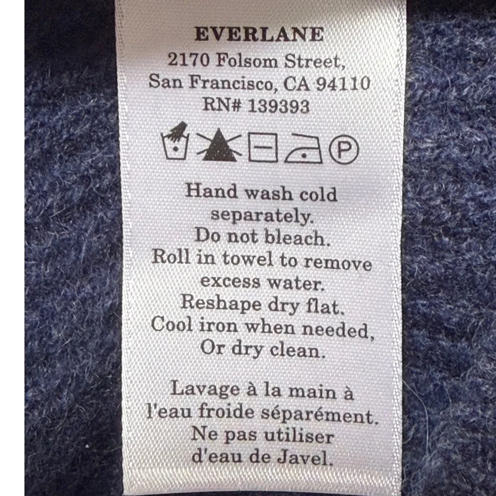 Everlane Navy Blue Wool Recycled Cashmere Ribbed Crewneck Sweater Small - Picture 5 of 6